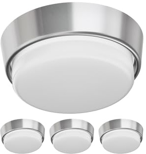 ledscom.de 4 pièces GX53 douille de lampe INEL chromé mat rond 90mm Ø incl. lampe LED 6,105W 560lm blanc