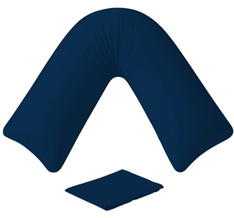 EGYPTO Orthopaedic V Pillow with pillowcase – Soft & Breathable – Anti-Allergy V Shaped Pillows for Neck & Back Support – Nursing, Pregnancy & Post Surgery Support Triangle Pillow (Navy)