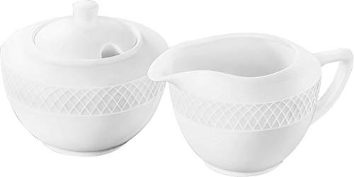 Wilmax WL-880112/2C - Set di 2 zuccheriera e bricco per latte, in porcellana, colore: Bianco