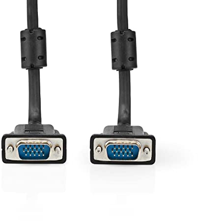 Nedis CCGP59000BK100 câble VGA 10 m VGA (D-Sub) Noir - Câbles VGA (10 m, VGA (D-Sub), VGA (D-Sub), Mâle, Mâle, Noir)