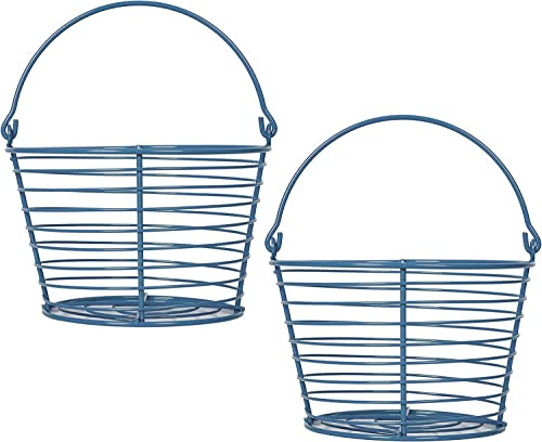 CONCORD 8 Egg Basket For Storage Collecting and Transporting Chicken and Duck Eggs. Farm Grade Wire Baskets. 2 Pack (Blue)
