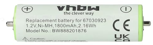 vhbw Batería Recargable Compatible con Braun CruZer6 | FlexXPII, Series 1, Series 3, SmartControl afeitadora, cortadora de pelo (1800 mAh, 1,2 V, NiMH)