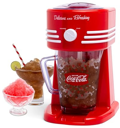 Nostalgia Coca-Cola Frozen Drink Maker and Margarita Machine for Home - 40-Ounce Slushy Maker with Stainless Steel Flow Spout - Easy to Clean and Double Insulated - Red
