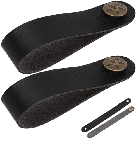 Gitarre headstock Tie, 2 Stück 21x2,2cm/8,3x0,9 Zoll Gitarren Umhängegurt Knopf Verriegelung Kopfplattenadapter PU Leder Spindelplatten Krawattenriemen für akustische elektrische Ukulele Bassgitarren