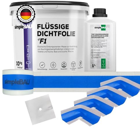 simpleBAU Dichtmasse 10kg +1L Tiefengrund Abdichtset Dichtband