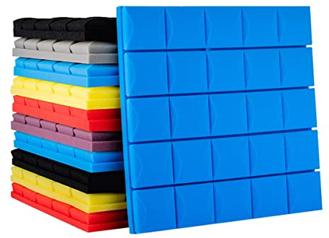 Mousse Acoustique Panneau 50x50x3cm（10 pièces） Eponge Mousse Insonorisée Plaque de Isolation phonique Traitement Acoustique pour Home Studio(Color:Le Noir)