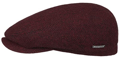 Stetson Belfast Flatcap Schiebermütze Herrenkappe Herringbone mit Innenfutter Baumwolle Herbst Winter dunkelrot 59 cm