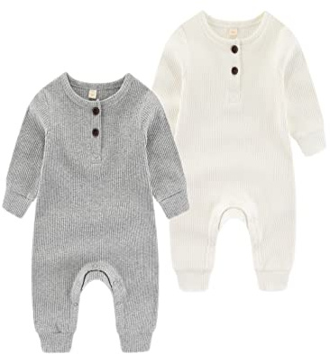 Chamie Baby Strampler Neugeborenes gestrickt Jumpsuit Langarm Baby Jungen Mädchen Footless einteiligen Anzug, 0-24 Monate