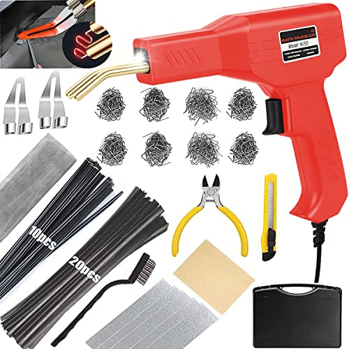 150W Upgraded Plastic Welder Bumper Repair Kit, 2 in 1 Plastic Welding Kit, 800 Hot Staples and 30 Plastic Welding Rods, Welding Repair Kit