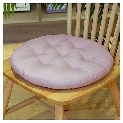 SHTGOI Cojín de Asiento para Silla 40 x 40 cm Con Cintas - Acolchado Grueso para Interior y Exterior, Redondo Gris-Rosa