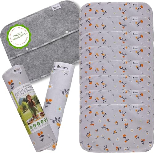 Wiederverwendbare Küchenrolle aus Baumwolle, 10 Stück waschbare Küchenrolle waschbar MADE IN EU; mehrveg wiederverwendbare Küchenpapier aus Stoff; nachhaltige Küchentücher; Reusable Kitchen Towels