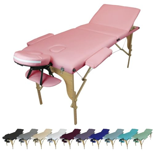 Vivezen - Klappbare 3-Zonen-Massageliege aus Holz mit Reiki-Panel + Zubehör und Tragetasche