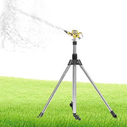 Ziurmut Arroseur à trépied Rotatif, Jardin, Arroseurs pour Grandes Surfaces Jardin, Arroseur Rotatif Automatique télescopique Anti-Rouille sur trépied pour Jardins et Terres agricoles