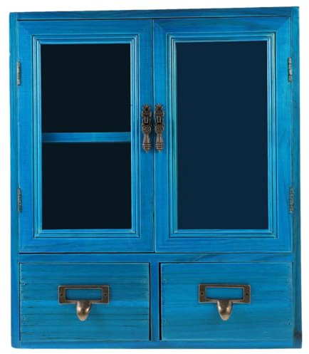 Homoyoyo Hängeschrank Vintage mit Doppeltüren Großer Kapazität und Feiner Verarbeitung Praktischer Wandschrank Vintage für Schlafzimmer oder Wohnzimmer