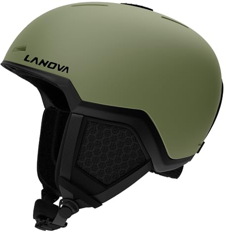 LANOVAGEAR Casco da Sci per Uomo Donna Ragazzo e Ragazzi, Casco da Snowboard Ruota Regolabile, Ottima Ventilazione, Casco Ski per Sci Pattinaggio Snowboard (M, verde)