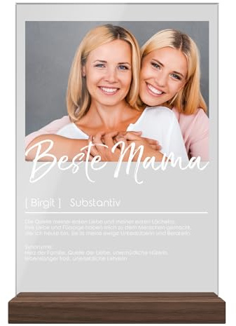 CHRISCK design Mama Geschenk Muttertag personalisiert - Acrylglasbild Definition mit Foto als Geburtstagsgeschenk für Mama - Muttertagsgeschenk - Acryl Glasbild für die beste Mutter zum Geburtstag