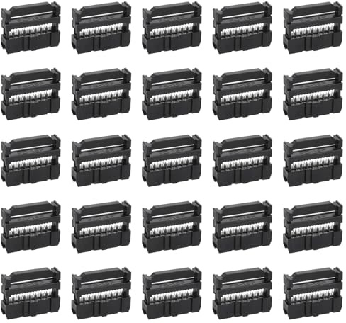 QUARKZMAN 16-Position Female IDC-Steckdose x 25 Stück Flachbandkabelverbinder FC-10P für Leiterplatten, Schwarz