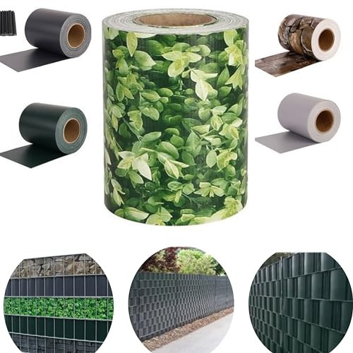 Pinto Ferramenta Frangivista Balcone PVC Telo Copri Ringhiera Striscia Impermeabile Anti-UV Occhiellato Frangivento Privacy Schermatura Recinzione Terrazzo Giardino Accessori (H19X35MT, Finta EDERA)