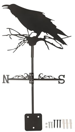 Weather Vane For The Garden, Crow Weathervane,Wind Direction Tracking, Resistant Decorative Metal Weathervane, Weather Vanes For Sheds Wind Vane Anti-Rust for Roof