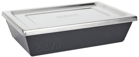 Ooni Teglia per pizza in stile Detroit, 24 x 16 cm, rettangolare, profonda, con coperchio, teglia in alluminio antiaderente, teglia rettangolare e vassoio per lievitazione