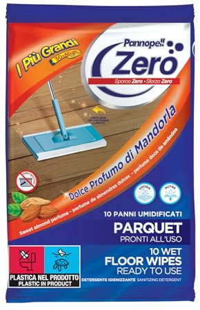 Pannopell Zero - 10 paños húmedos para parqué, con perfume de almendra, 30 x 40 cm