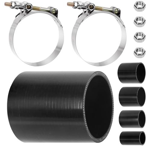 Glarks 7pcs Straight Coupler Silicone Hose Set Includes 1pcs ID 2.5in 4-Ply High Performance Coupler Silicone Hose 2pcs 2.8-3.1in T-Bolt Clamp 4pcs M6 Hex Nut