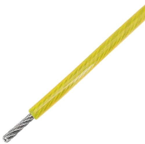 Stahlseil Gelbes, vinylbeschichtetes 328 Fuß langes 304-Edelstahlkabel, das sich für Aufhängen von Lichterketten, Kleidung und Fotos eignet (Color : 3/16in(5mm), Size : 328FT)
