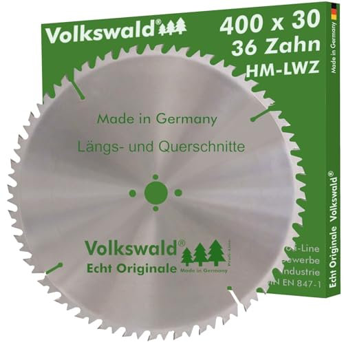 Volkswald ® HM-Sägeblatt LWZ 400 x 30 mm Z= 36 Kreissägeblatt Wechselzahn Präzisions-Sägeblatt mit Spanabweiser für Hartholz Naturholz Brennholz Leimholz Kappsäge Wippsäge Tischkreissäge