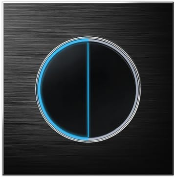 Kreis 1/2/3/4-Gang 2-Wege-Druckknopf-Wandlichtschalter, Glas, Stufenlicht, LED-Anzeige (schwarzes Aluminium, 2-Gang, 2-Wege)