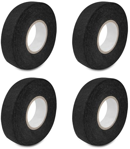 Lectorias 4 Pcs Ruban Adhésif Isolant Électrique, Rubans Noir Electricien, Ruban Tissu Electrique, Résistant à la Chaleur Ruban, Rubans de Câbles Automobile, Ruban en Tissu pour Faisceaux