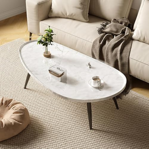 GAONUDAN Ovaler Couchtisch, Couchtisch aus Holz im Bauernhausstil, ovaler Teetisch als Akzentmöbel, einfache Montage, leicht zu bewegen für kleine Räume, offene Räume, minimalistisch, für Wohnzimmer,
