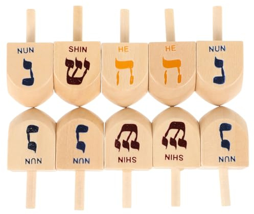 BESTonZON Holz Kreisel Spielzeug 4 Zoll Holz-Dreidel Für Kinder Ab 3 Jahren Chanukka Party Dekorationen Traditionelles Dreidel Spiel