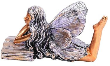 Baoblaze Engelstatue, Engelfigur, Tischdekoration, Skulptur, dekorative Figur für Bücherregal, Kamin, Schrank, Büro, Schlafzimmer, Liegender Lesender Engel