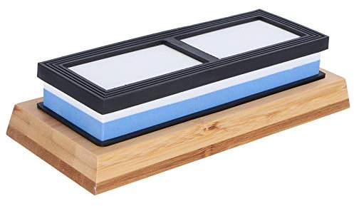 CHEOTIME Pierre à aiguiser les couteaux, 2000 + 5000 grains double face, pierre à aiguiser, ustensile de cuisine bleu pour couteaux, lames, ciseaux