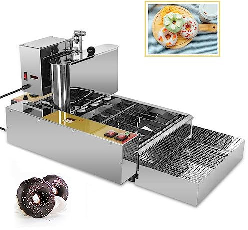 Macchina per Ciambelle Commerciale con Diametro del Foro della trafila di 35 mm, Tempo Regolabile e impostazioni di Temperatura di 50~220 °C, conteggio Automatico, Funzione di Rotazione Automatica