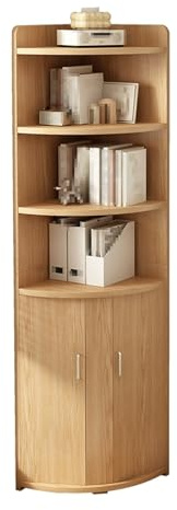 Eckschrank Wohnzimmer Hoch 180cm mit Zwei Türen und Regalen, Küchenregal Arbeitsplatte aus Holz, für Küche, Wohnzimmer Oder Schlafzimmer(Natural,30x30x180cm)