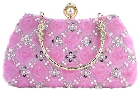 Chenxi Studio Taschen für Damen, Abend-Clutches, Tasche, Pailletten, Clutch, Geldbörse, Abendtasche, Mode, Brauttasche, Abendtasche, Abendtasche für Party, rose