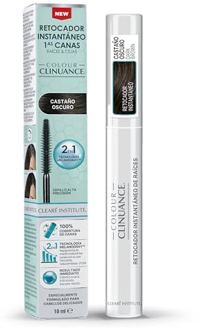 Colour Clinuance | Ritocco Temporaneo Istantaneo per Prime Canizie, Radici e Sopracciglia | Veloce e Facile da Usare | Copertura Perfetta e Massima Precisione | Colore Castano Scuro | 10ml