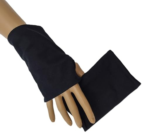Pulswärmer, kurze Handstulpen uni schwarz, 95% Baumwolle, 5% Elasthan