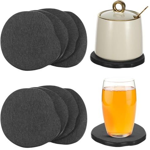 8 Pcs Diatomaceous Earth Coasters, Cool Absorbent Quick-Dry Drink Coasters for Desks, Cute Modern Stone Design with Stylish Aesthetic (Dark Gray)