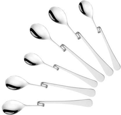 ULTECHNOVO 6piezas Cucharas De Café Inoxidable Cucharas Colgantes De Diseño Innovador Para Café y Postres Almacenamiento y Limpieza