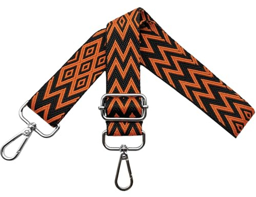 Fickremmar för ombyte, justerbar axelrem för väskor, väskrem bred 3,8 cm axelrem med karbinhake silver, axelrem för damer bärrem väskor DIY, färgglad, X, Svart/orange, 80-130cm