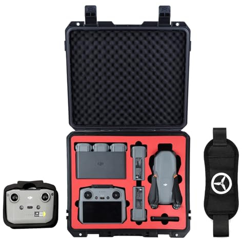 Drogear Hard Carrying Case for DJI Air 3S/Air 3 Drones Fly More Combo, Shockproof Storage with Customizable Interior | Fits Drone, RC 2 / RC-N2 Controllers, Batteries, Charger & Accessories