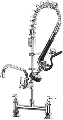 Commercial Kitchen Pre-Rinse Spray Tap Pedestal Mini High Pressure Spring Sink Deck Mixer Faucet Chrome Plated,27 inch Arm Taps