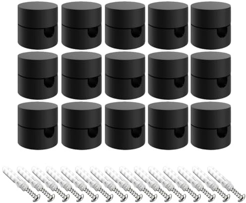 OASHISU 15 pz Decentratore da Parete per Cavi Elettrici NERO, plastica ABS | Decentratore a Soffitto, Decentratore Lampadario, Gancio da Soffitto o Parete, Decentratore Cavo Elettrico, Fermacavo