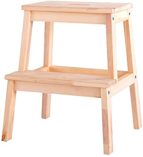 Scaletta e Sgabello Legno, Sgabello a gradini per Bambini e Adulti, in Legno a 2 gradini, Sedia con Scala a pioli Mobile allargata