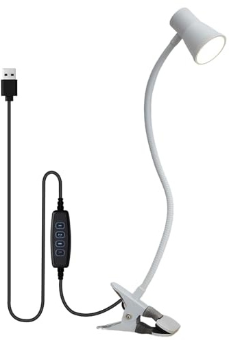 WIYETY Lámpara de lectura LED con zoom: lámpara de sujeción regulable para cama, lámpara de cuello de cisne USB con 3 modos de temperatura de color, lámpara LED con pinza para mesita de noche, para