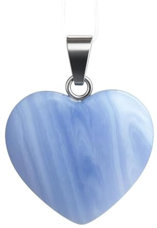 Ciondolo a forma di cuore in calcedonio blu, pietra semipreziosa, gioiello energetico e naturale, gioiello per litoterapia da donna