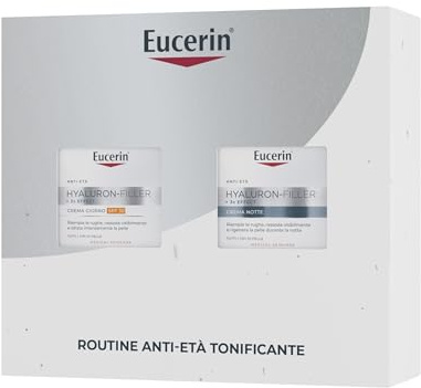 Eucerin Skincare Kit Routine Anti-Età Tonificante, Cofanetto regalo donna beauty con Hyaluron-Filler + 3x Effect Crema Giorno SPF 30 50 ml e Crema Notte 50 ml per una doppia azione antirughe