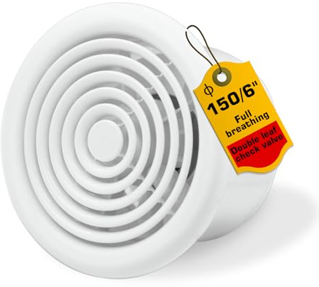 FanGoFast Ventilatore da bagno, 150 mm, silenzioso, con valvola di ritorno, 210 m³/h, 22 W, potente ventilatore da parete per cucina, bagno, WC, serra, garage